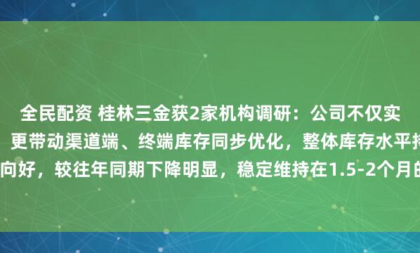 全民配资 桂林三金获2家机构调研：公司不仅实现自身库存的高效管控，更带动渠道端、终端库存同步优化，整体库存水平持续向好，较往年同期下降明显，稳定维持在1.5-2个月的健康库存周期（附调研问答）